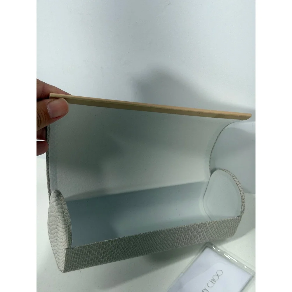 Jimmy Choo Grey Snakeskin Embossed Sunglasses Case with Cleaning Cloth Gold Logo
